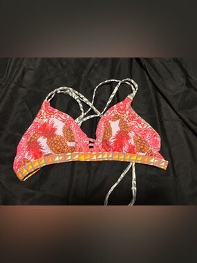 Maaji reversible Pink Pineapple Print Bikini Top Large